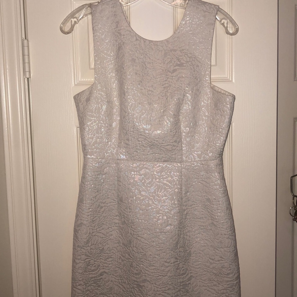 H&M white dress with silver lace details